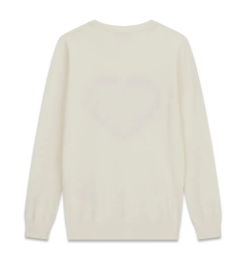 Maglione da ragazza in misto viscosa con cuore e maxi logo lettering frontale J5YR06Z2NQ2