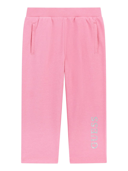 Pantaloni tuta da neonata e bambina con logo lettering con glitter a sinistra K5YQ12KA6R4