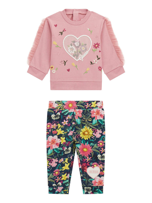 Completo da neonata due pezzi con felpa e leggings a fantasia floreale A5YG11KAN04