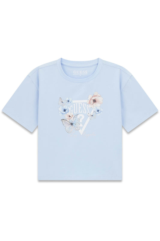 T-shirt da ragazza con maxi triangolo loggato a fantasia J6RI32K6YW4