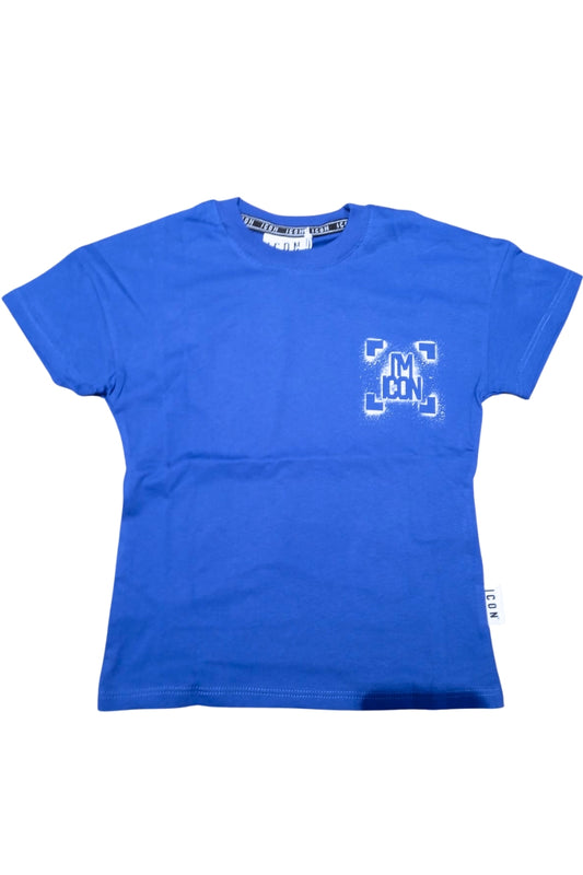 T-shirt girocollo da ragazzo con maxi stampa vernice spray "I'M ICON" sul retro IBKS001211
