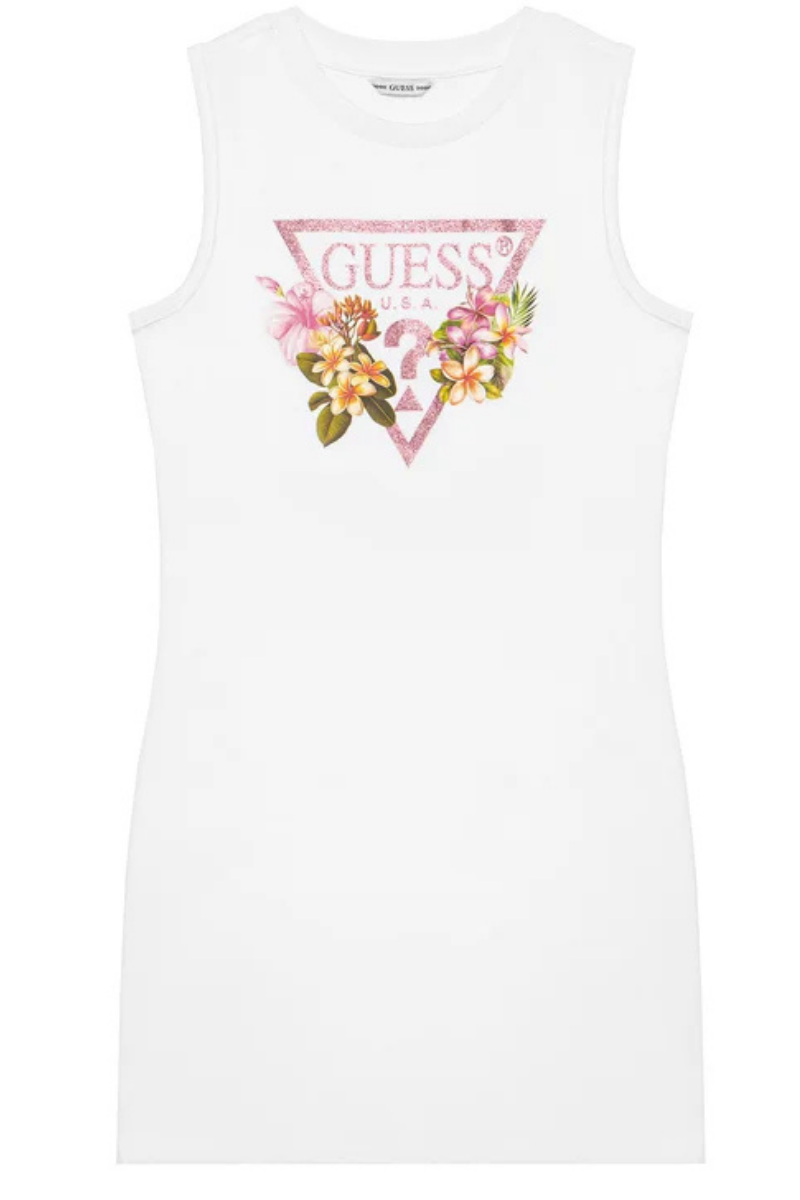 Abito smanicato da ragazza con maxi triangolo loggato con glitter J4RK38KA6W4