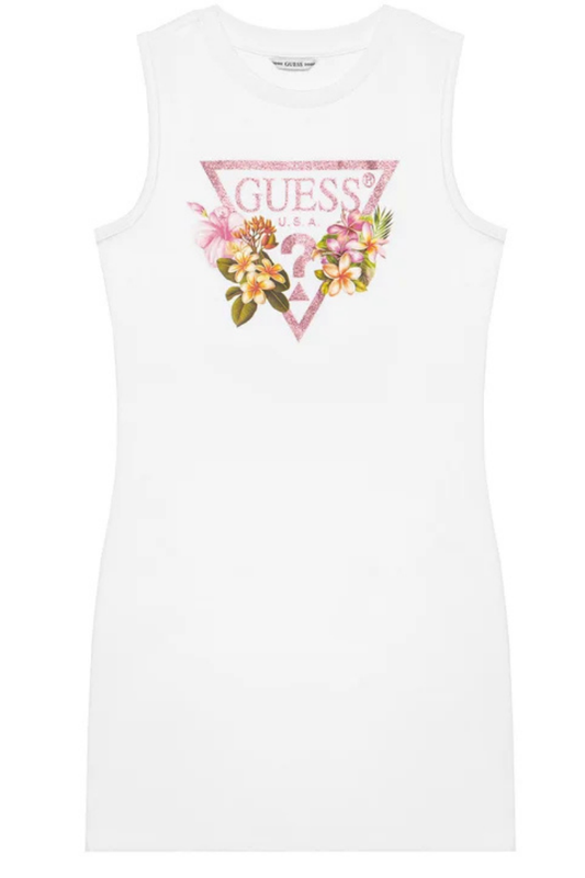Abito smanicato da ragazza con maxi triangolo loggato con glitter J4RK38KA6W4