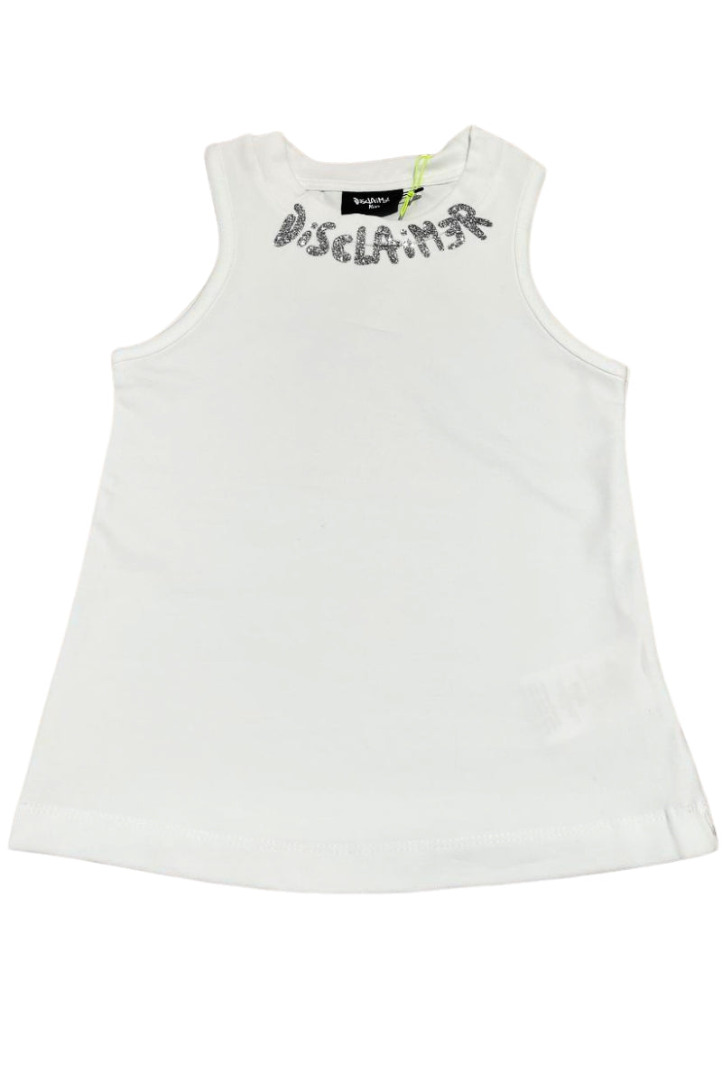 Canotta da ragazza in cotone con logo lettering sul collo 26EDK58966
