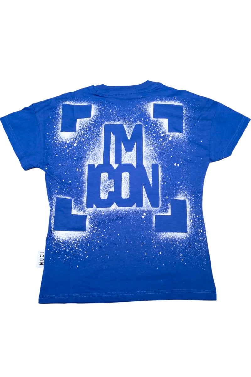 T-shirt girocollo da ragazzo con maxi stampa vernice spray "I'M ICON" sul retro IBKS001211