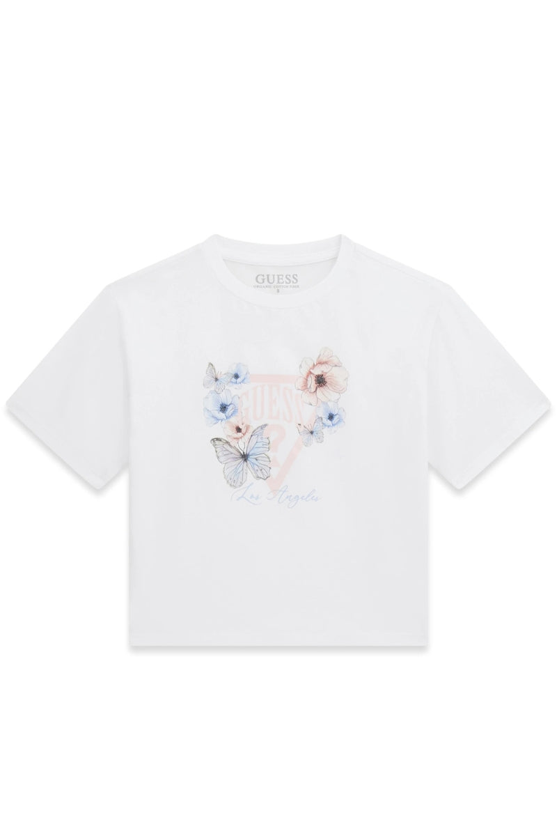 T-shirt da ragazza con maxi triangolo loggato a fantasia J6RI32K6YW4