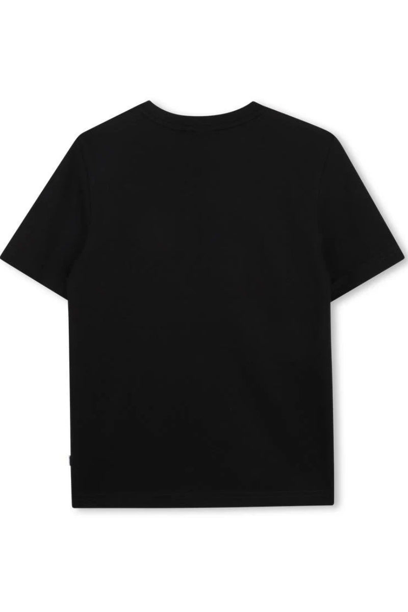 T-shirt da ragazzo in cotone con stampa block a contrasto colore  J52979/09B