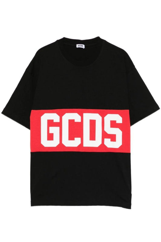T-shirt da ragazzo e ragazza con maxi con logo lettering a contrasto fronte e retro Z0UJQC585J105-999R