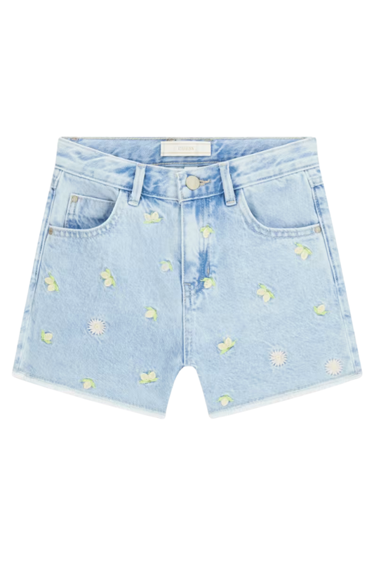 Shorts da ragazza in denim con ricami all over J6GD35D45E0