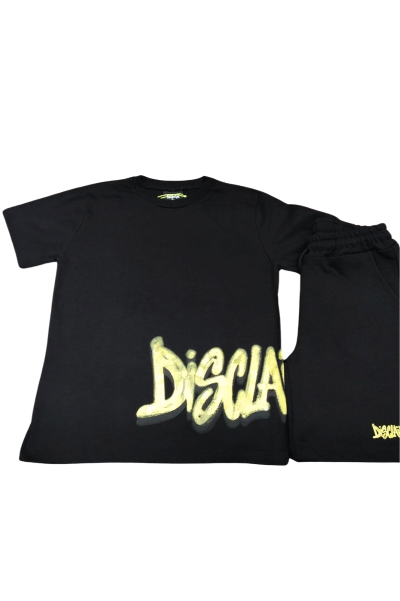 Completo da ragazzo due pezzi t-shirt e bermuda con stampa laterale con maxi logo lettering effetto vernice spray 26EDK58883