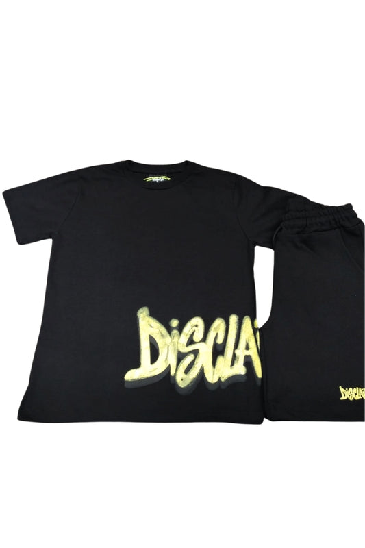 Completo da ragazzo due pezzi t-shirt e bermuda con stampa laterale con maxi logo lettering effetto vernice spray 26EDK58883