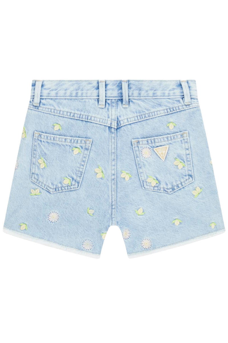 Shorts da ragazza in denim con ricami all over J6GD35D45E0
