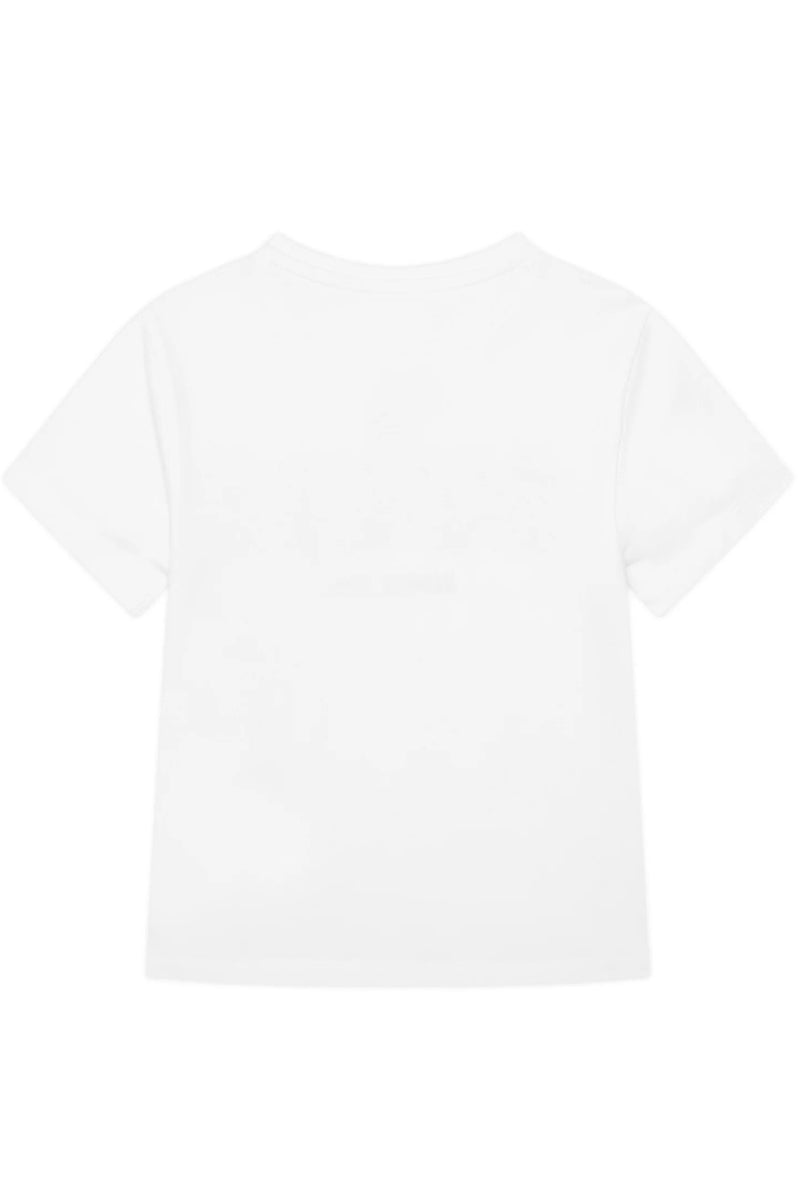 T-shirt da ragazza con logo lettering ricamato con tessuto arricciato in rilievo sul davanti J6RI24K6YW4