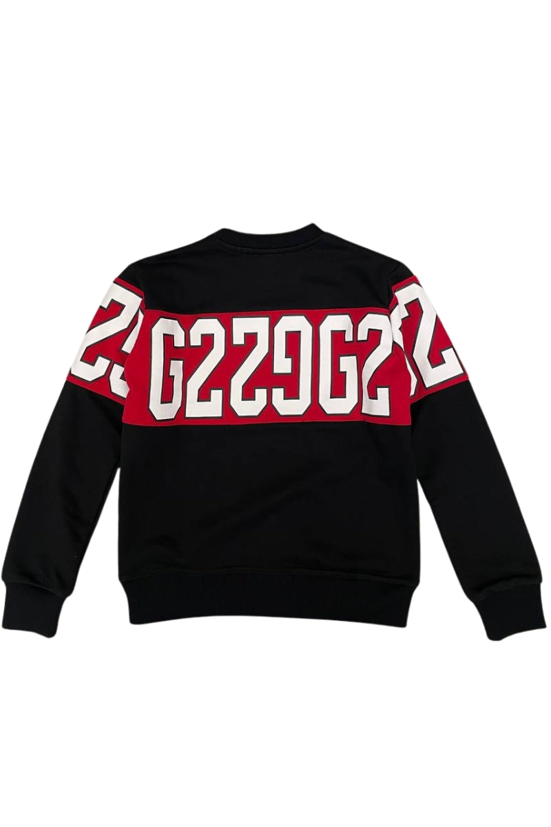 Felpa da ragazzo REPETITION con maxi banda con logo lettering a contrasto fronte e retro