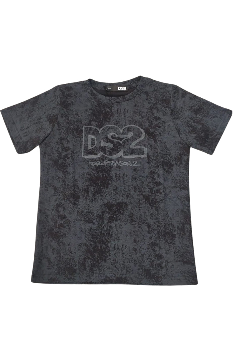 T-shirt da ragazzo in cotone con logo monogram bond semi trasparente sul davanti SS26K23