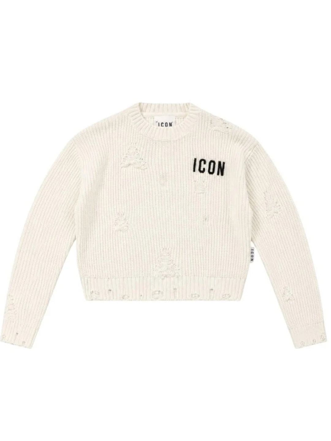 Maglione cropped da ragazza con lavorazione con rotture decorative IGSM001519