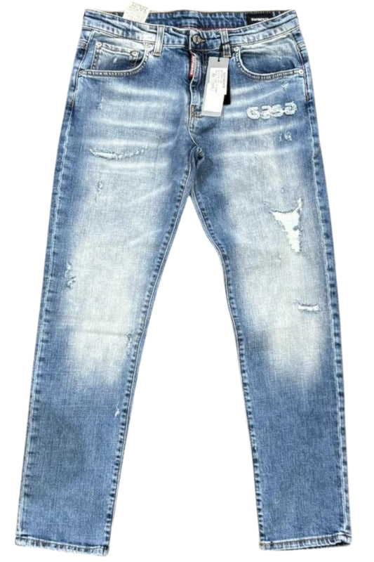 Jeans da ragazzo REPETITION in denim chiaro con strappi e striature fronte e retro