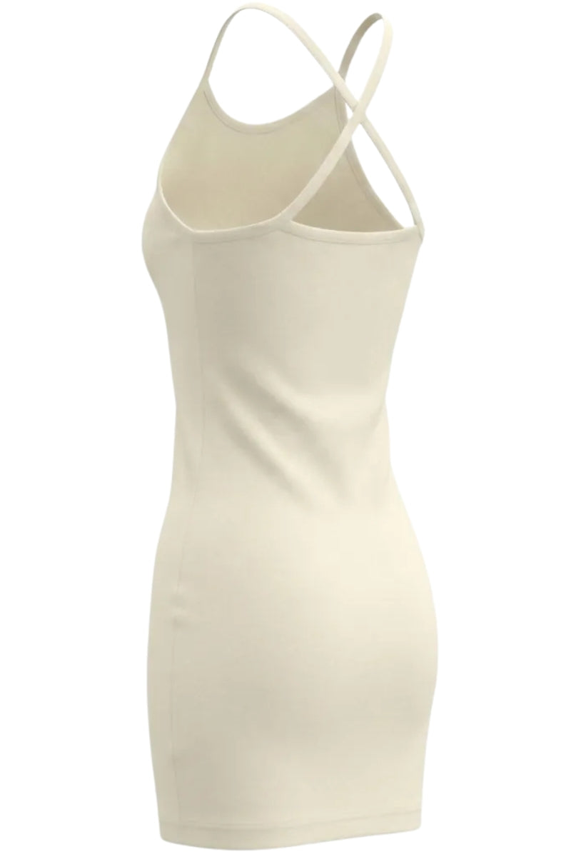 Abito da ragazza in cotone elasticizzato con logo a contrasto colore sul davanti SS26K514