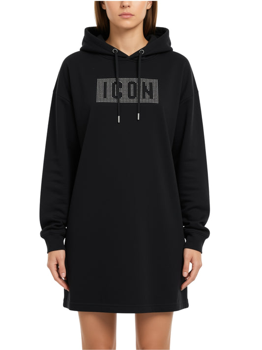 Abito da ragazza in felpa con logo lettering con strass sul davanti IGDR001387