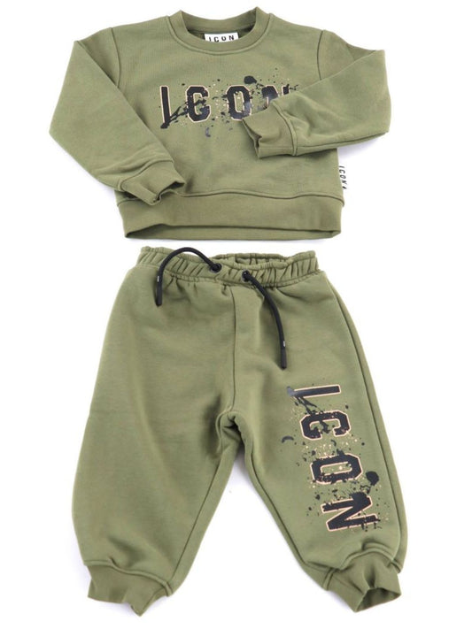 Tuta da bambino in cotone con logo lettering con schizzi INBFS001464