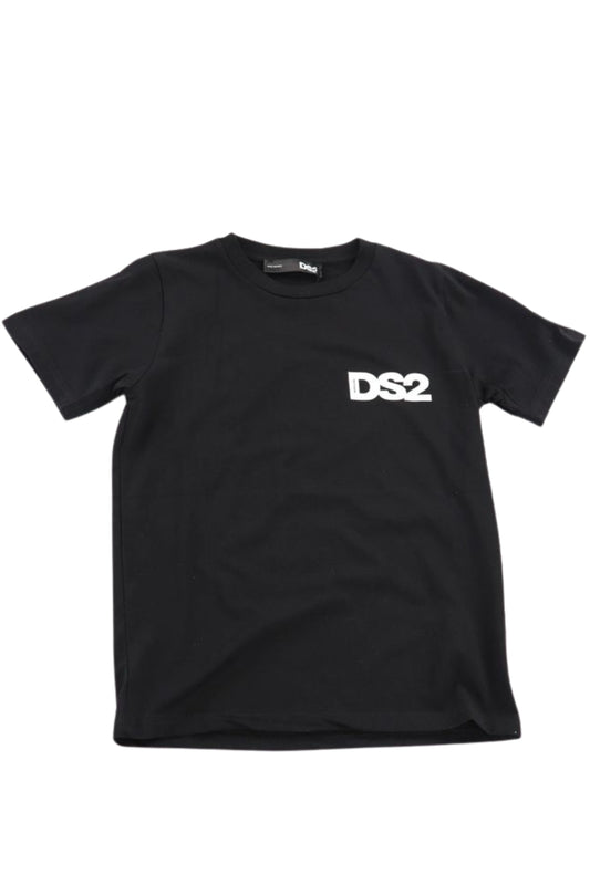 T-shirt girocollo da ragazzo con stampa logo lettering a contrasto a sinistra SS26K52