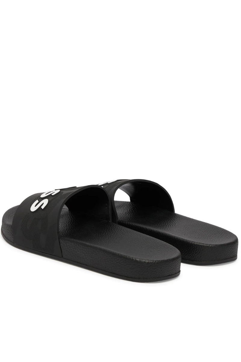 Ciabatte da ragazzo con logo lettering a contrasto colore J52669/09B