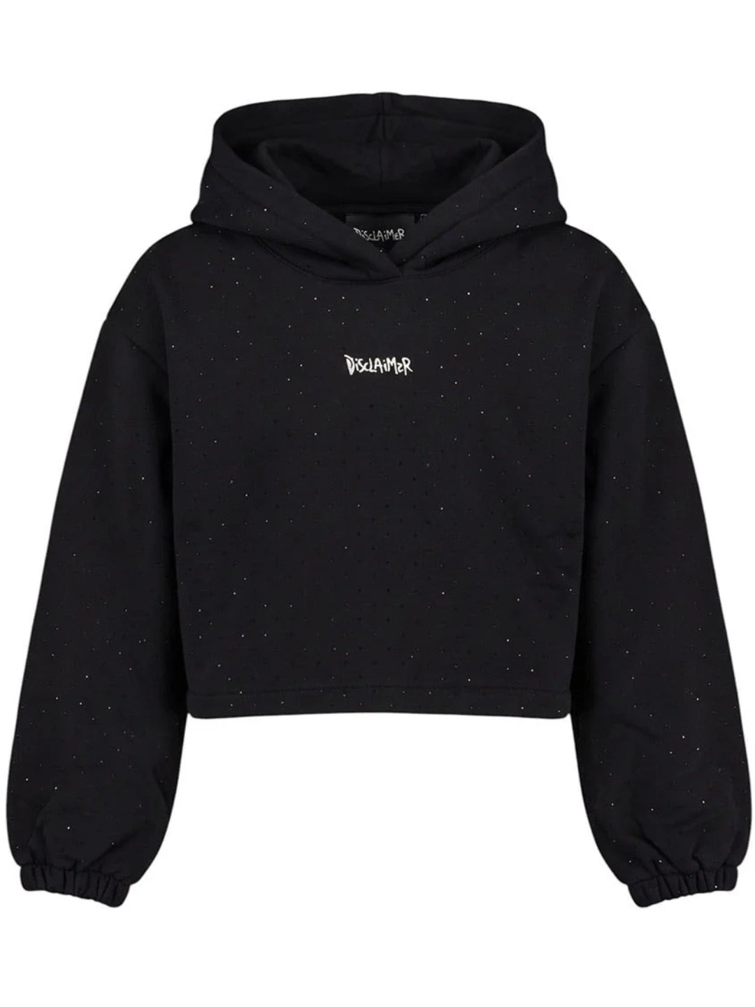 Felpa cropped da ragazza con cappuccio e strass ton sur ton all over  26IDK59264