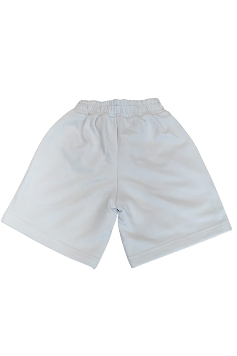 Bermuda da ragazza in cotone con stampa logo e schizzo a contrasto colore a sinistra IGSH001142