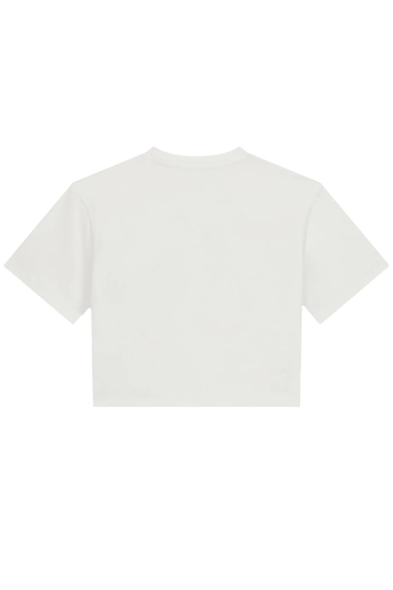 T-shirt da ragazza con logo lettering con strass e ricami a contrasto colore J6GI07K6YW4