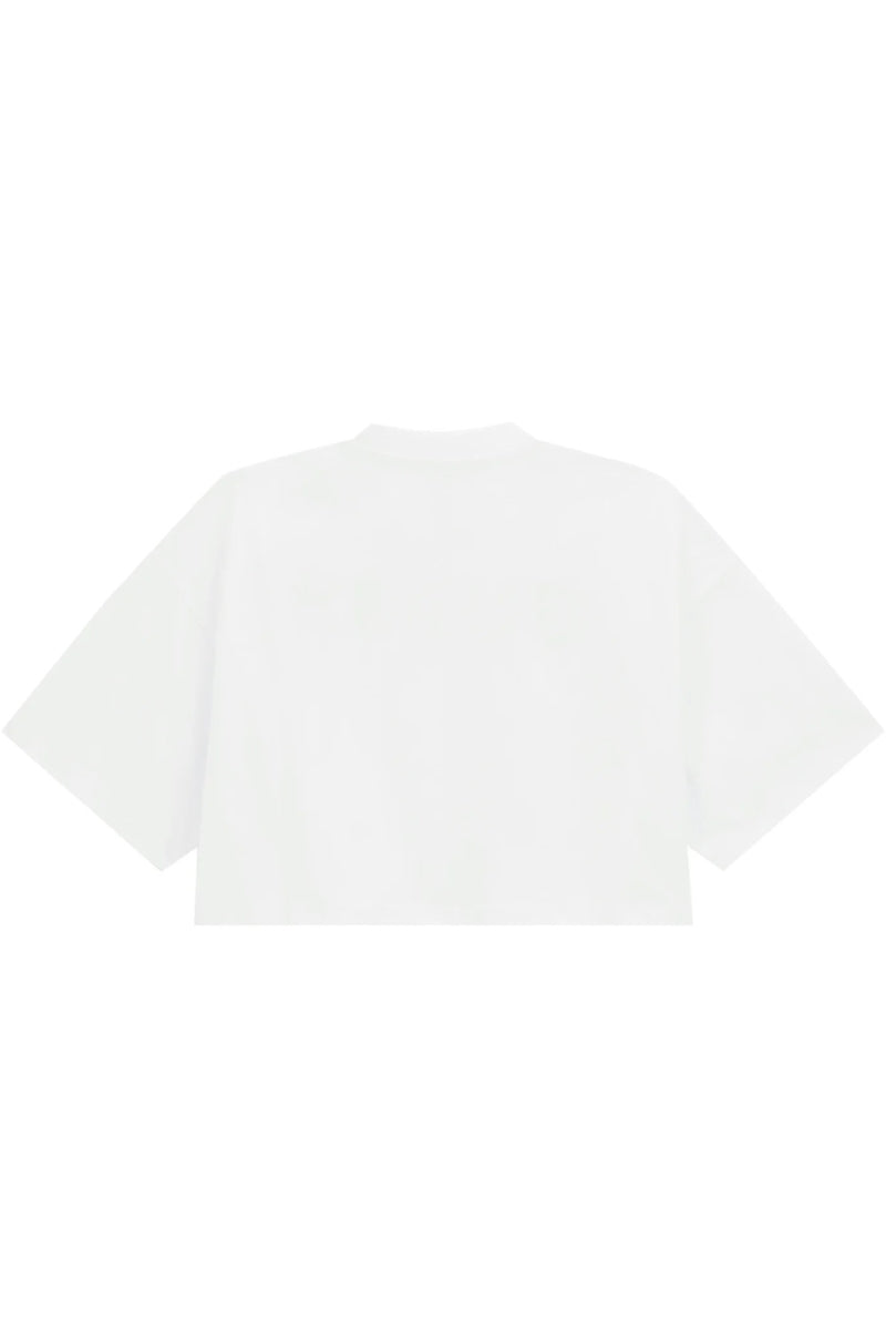 T-shirt da ragazza cropped con logo lettering ricamato sul davanti J6RI11KCNQ4