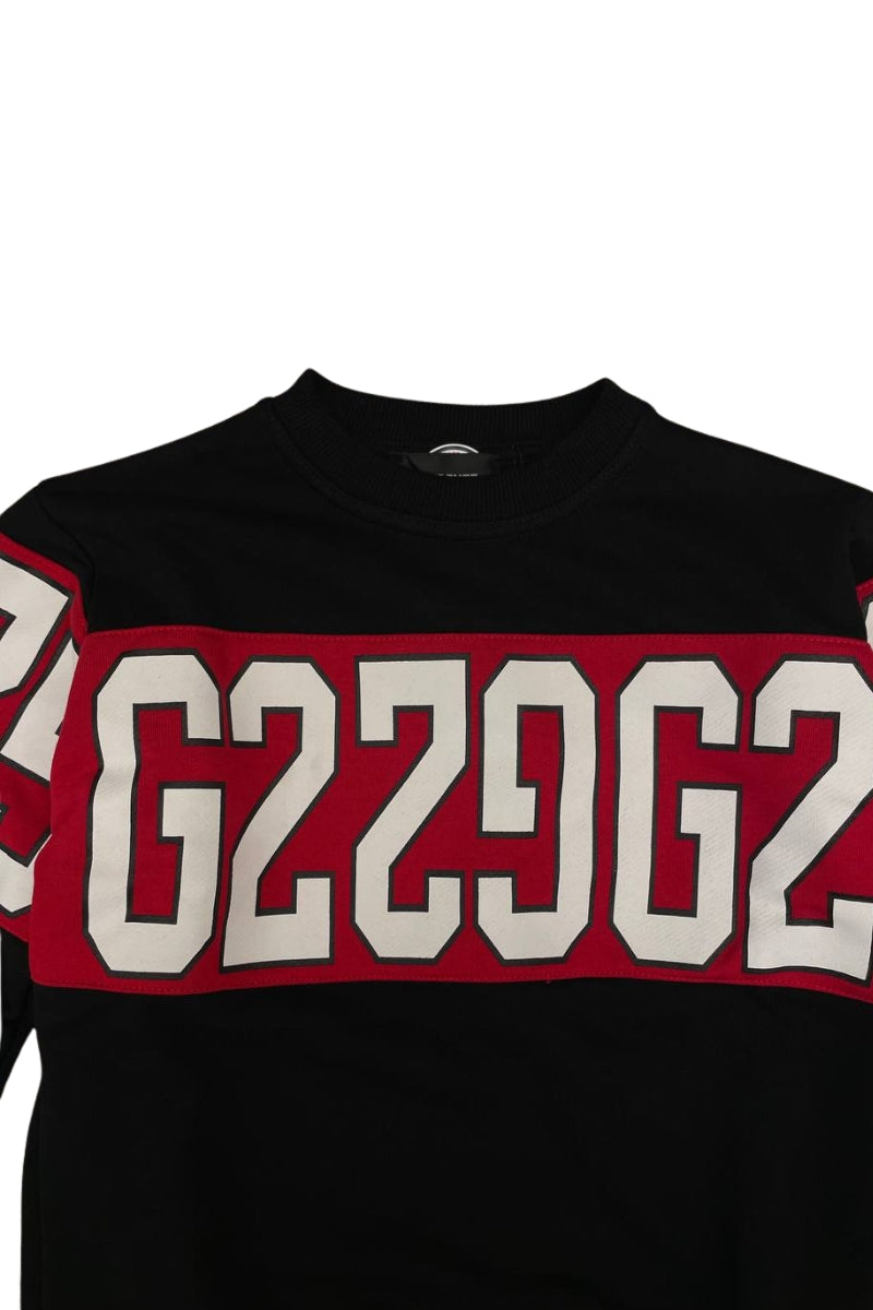 Felpa da ragazzo REPETITION con maxi banda con logo lettering a contrasto fronte e retro