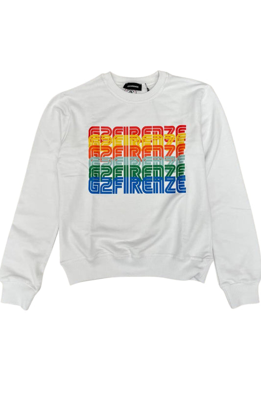 Felpa da ragazzo RAINBOW in cotone con multi logo lettering multicolor stampato fronte e retro