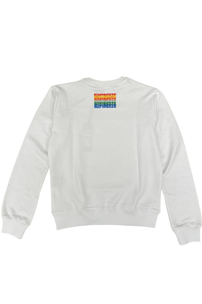 Felpa da ragazzo RAINBOW in cotone con multi logo lettering multicolor stampato fronte e retro