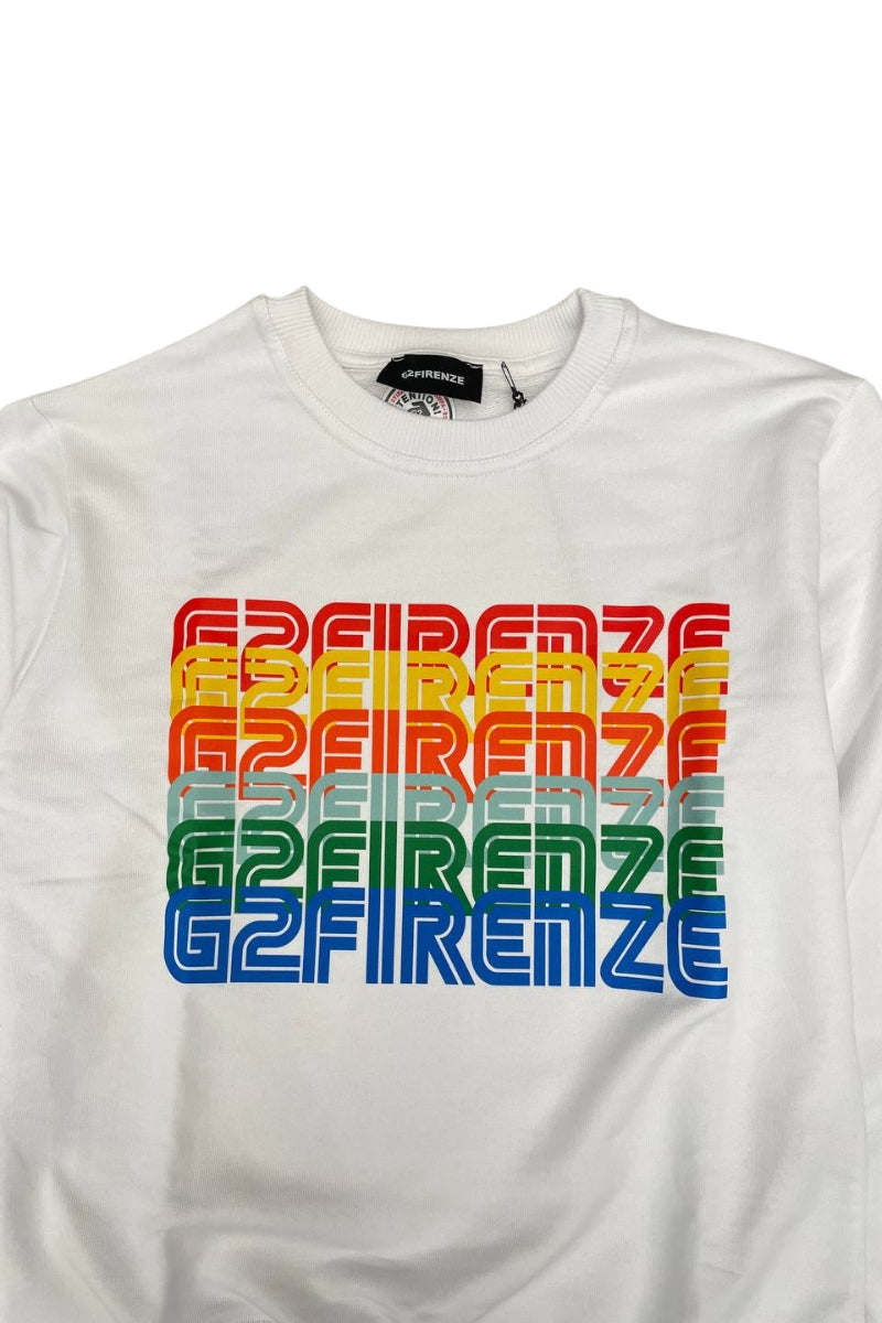 Felpa da ragazzo RAINBOW in cotone con multi logo lettering multicolor stampato fronte e retro