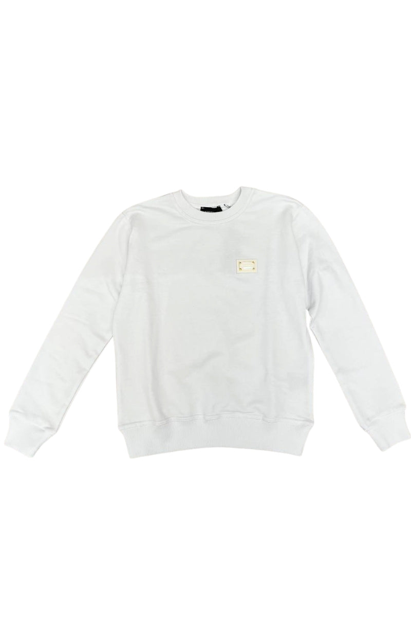 Felpa da ragazzo GOLD in cotone con logo lettering laminato sul retro