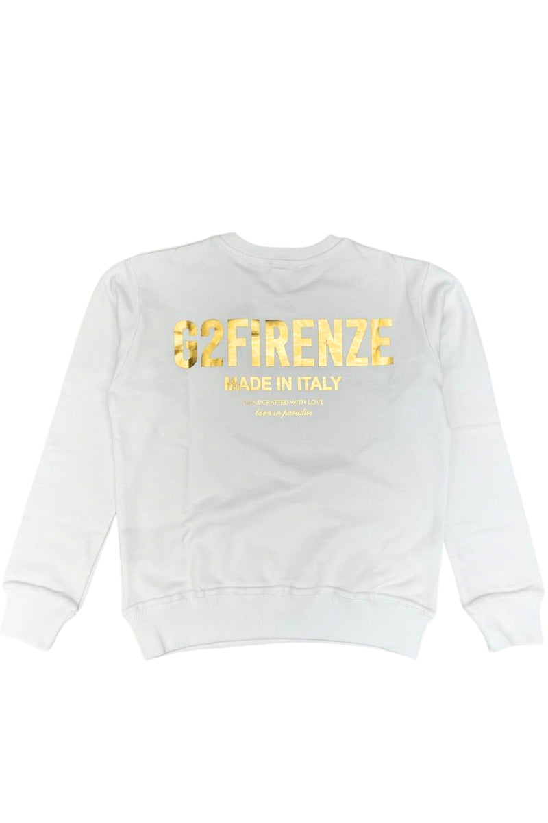 Felpa da ragazzo GOLD in cotone con logo lettering laminato sul retro