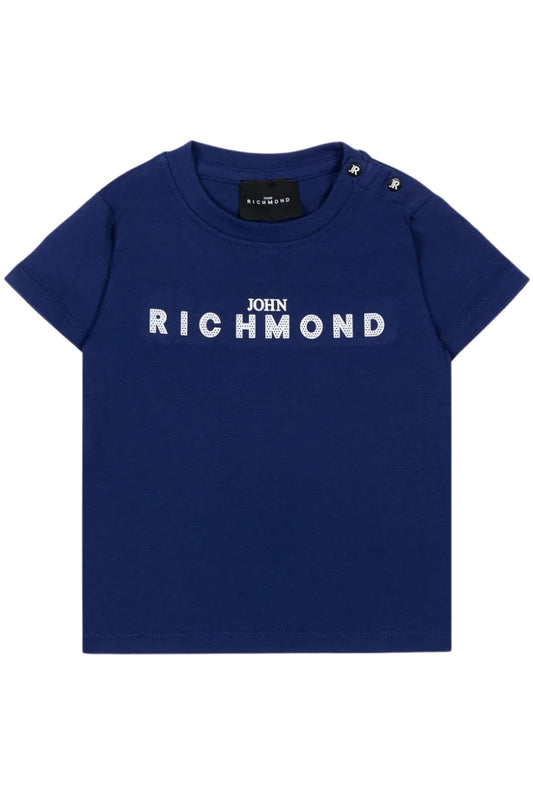 T-shirt da neonato in cotone con logo lettering stampato a contrasto colore sul davanti RIP26002TS