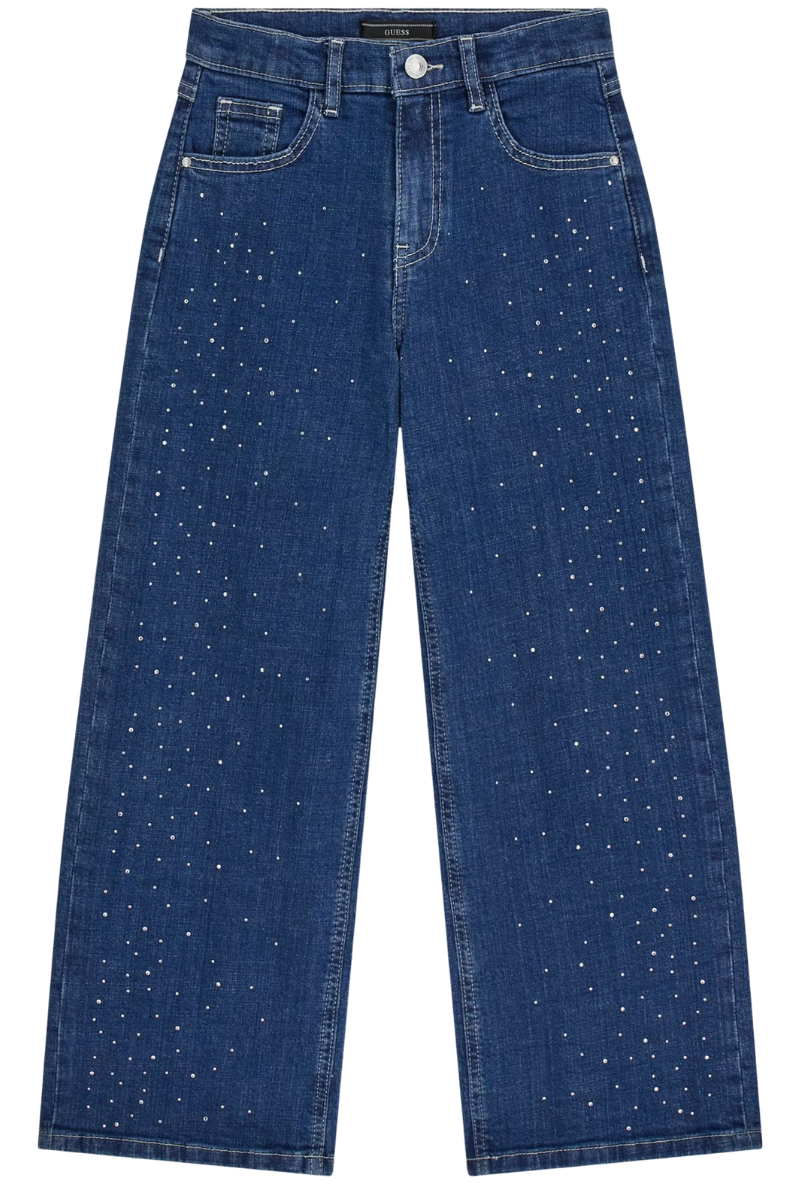 Jeans da ragazza con strass all over sulla parte frontale J6RA03D52Z0
