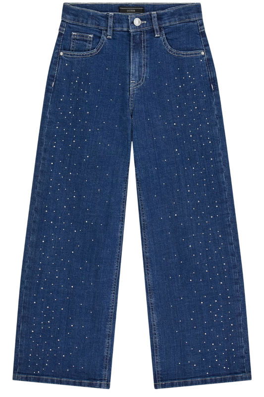 Jeans da ragazza con strass all over sulla parte frontale J6RA03D52Z0