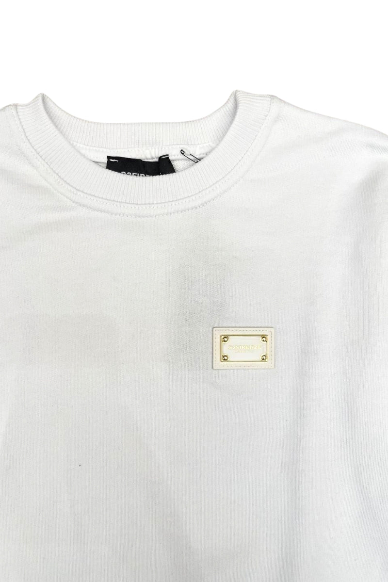 Felpa da ragazzo GOLD in cotone con logo lettering laminato sul retro