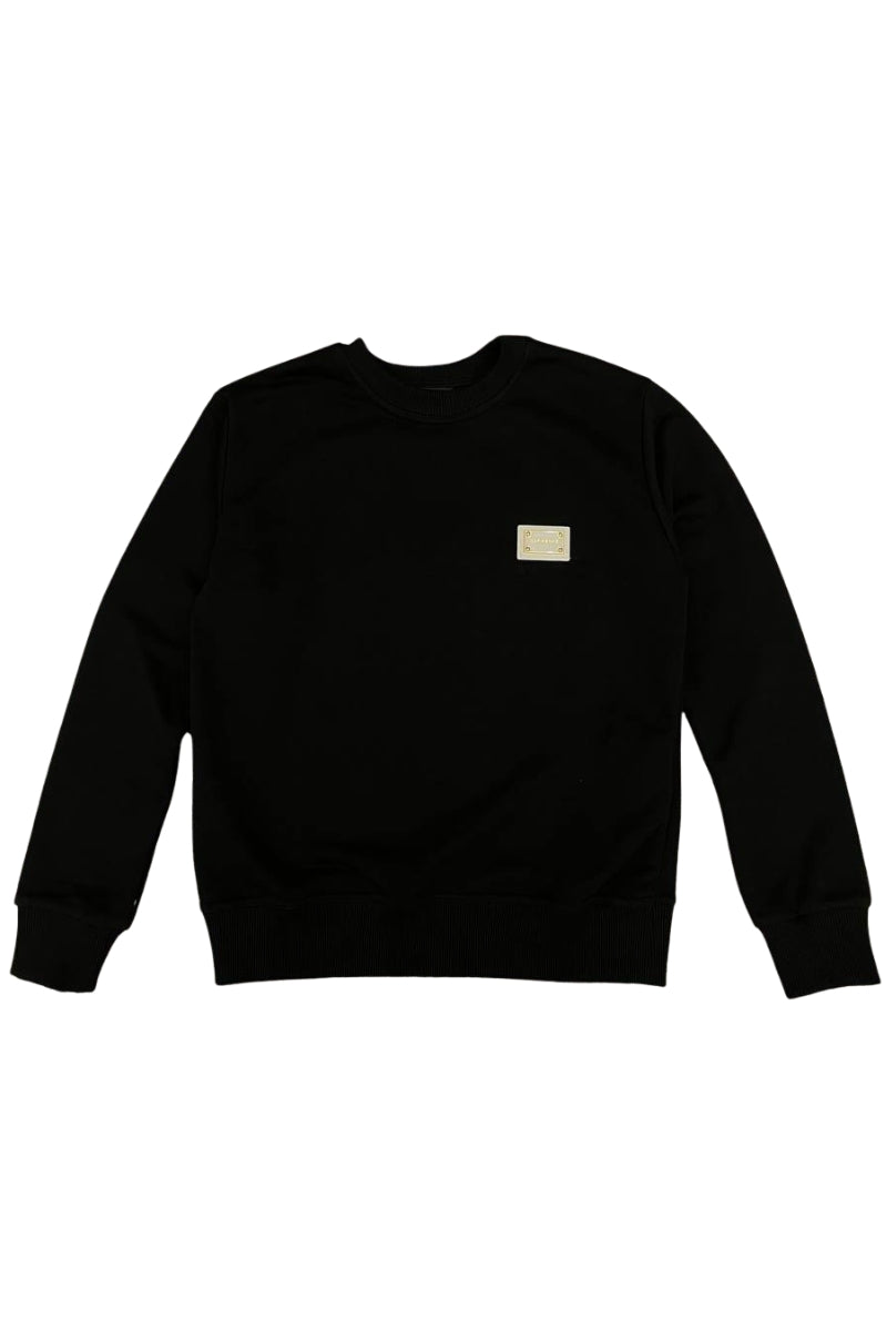Felpa da ragazzo GOLD in cotone con logo lettering laminato sul retro