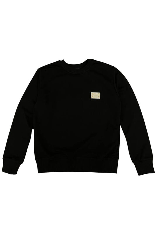 Felpa da ragazzo GOLD in cotone con logo lettering laminato sul retro