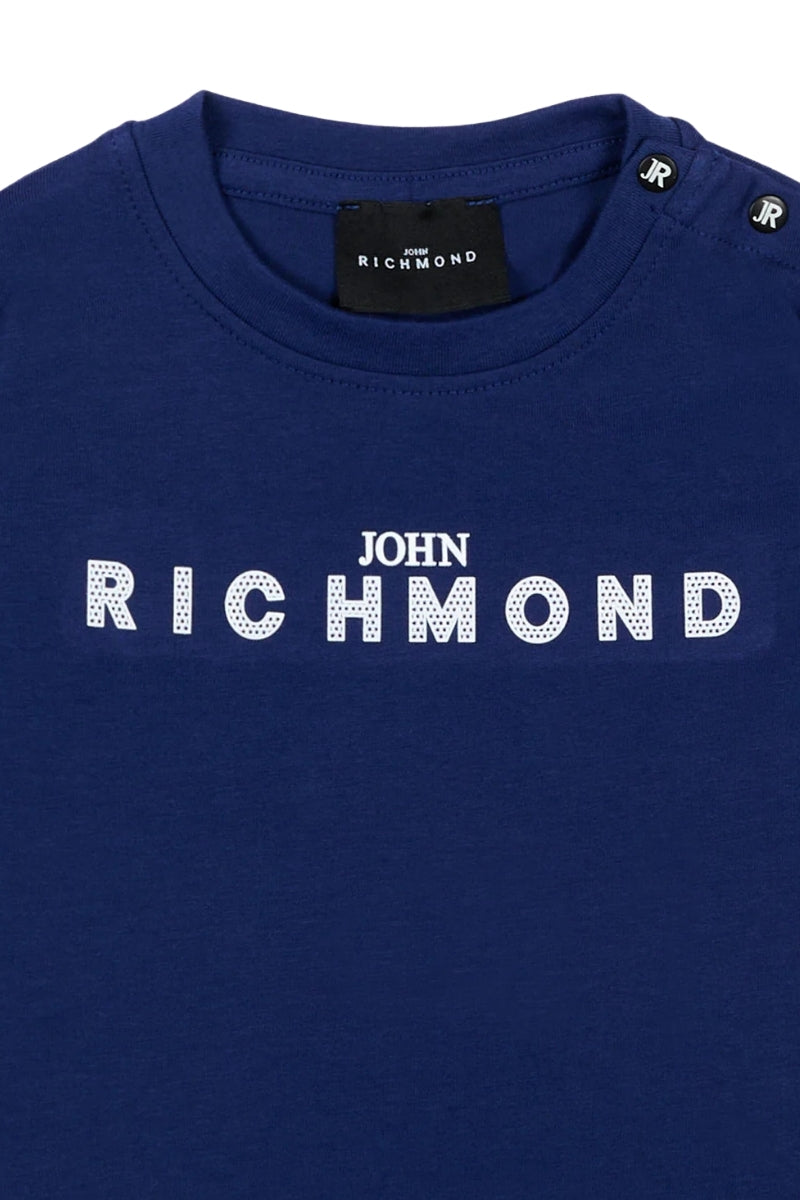 T-shirt da neonato in cotone con logo lettering stampato a contrasto colore sul davanti RIP26002TS