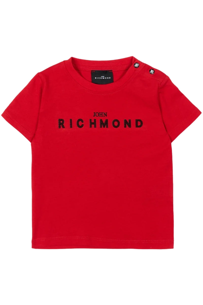 T-shirt da neonato in cotone con logo lettering stampato a contrasto colore sul davanti RIP26002TS