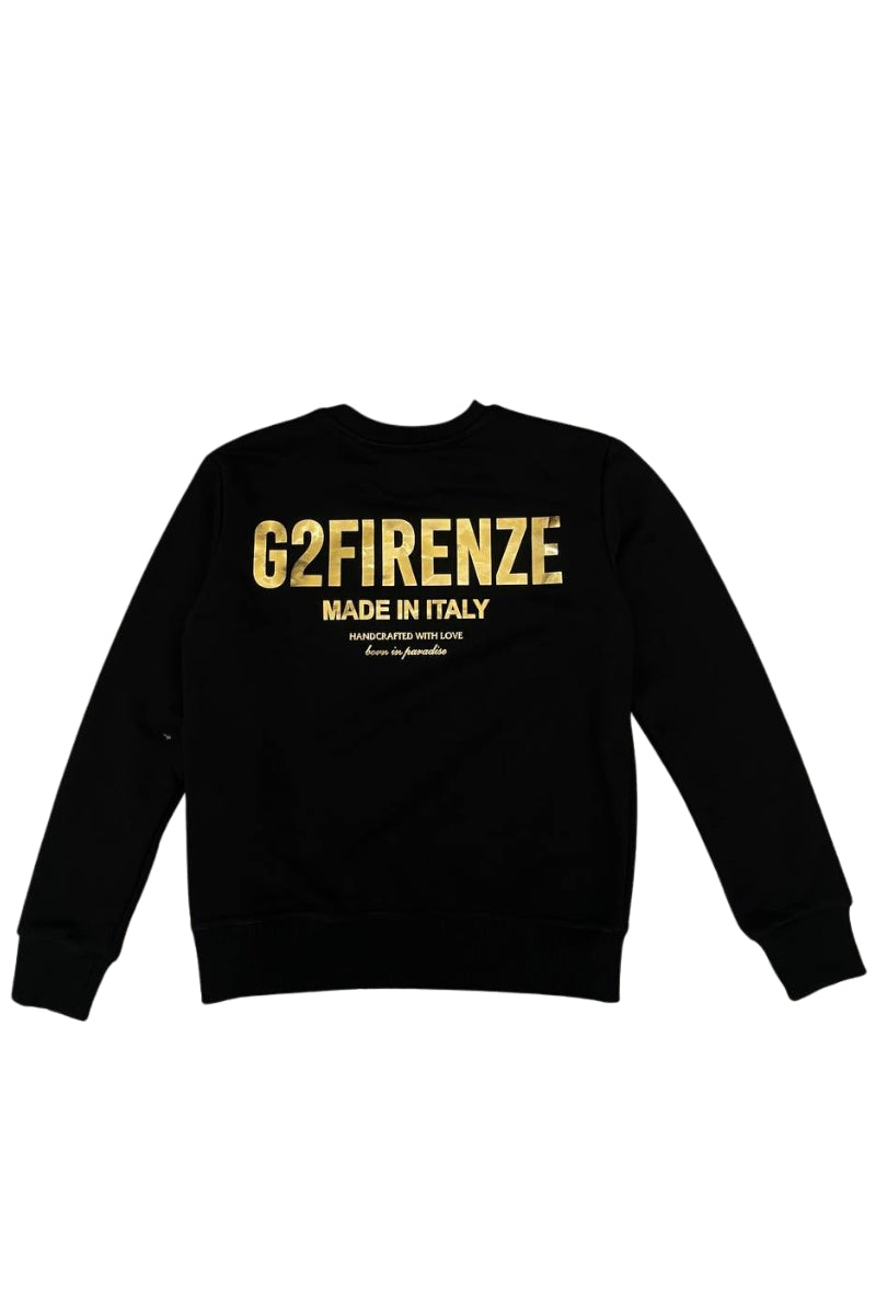 Felpa da ragazzo GOLD in cotone con logo lettering laminato sul retro