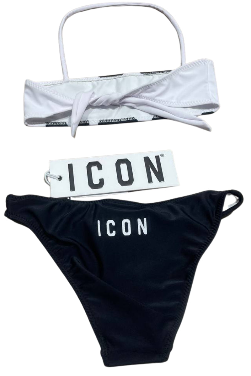 Costume da bagno da ragazza fascia con logo lettering a contrasto colore IGCS001202