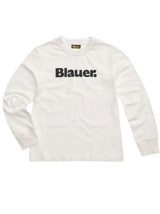 Maglia da ragazzo in jersey di cotone con logo a contrasto colore 26WBLKH01510