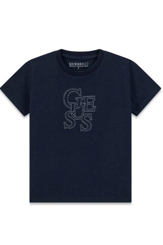 T-shirt da neonato e bambino con logo lettering cucito a contrasto sul davanti N6RI17K8HM4