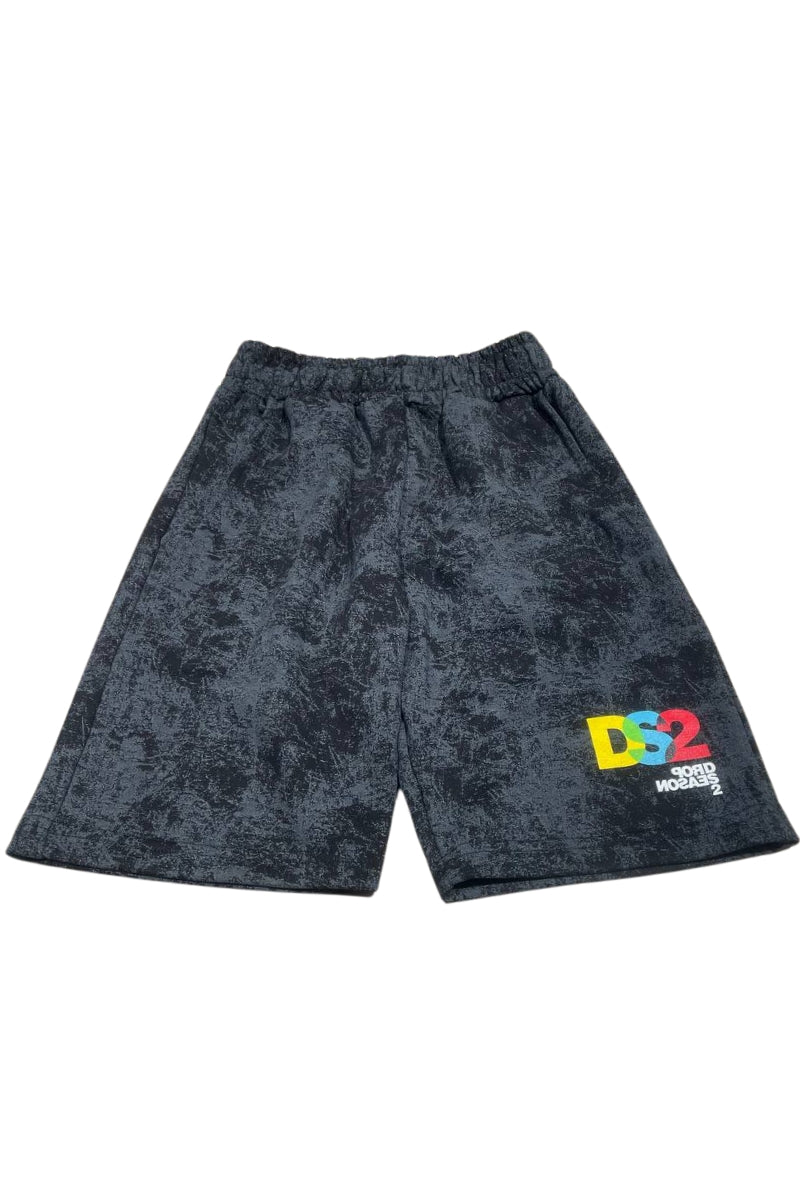 Bermuda da ragazzo in cotone con stampa effetto vintage SS26K03