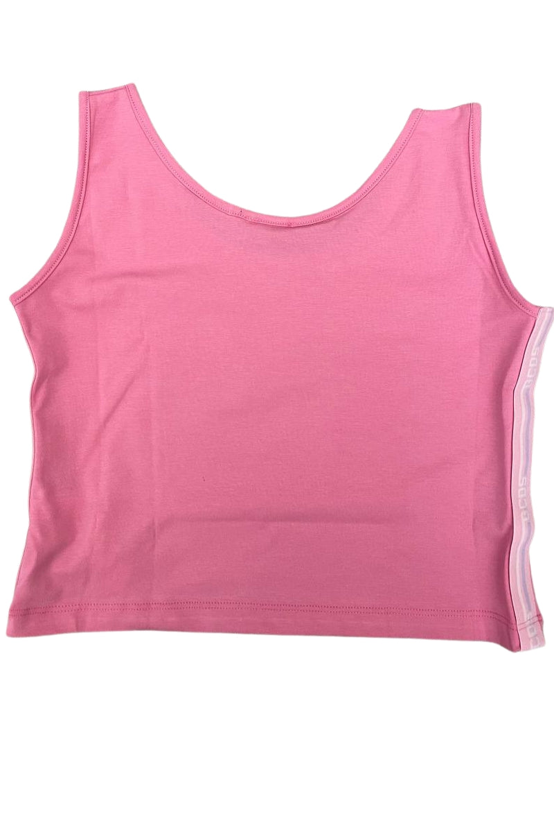 Top da ragazza con fasce laterali multi logo a contrasto colore C1GJQG556J336